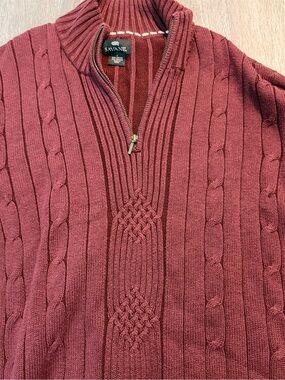 Savane Men's Quarter-Zip Cable Knit Sweater - Maroon